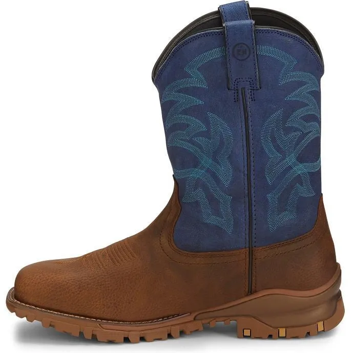 Tony Lama Men's Roustabout 11' Steel Toe WP Western Work Boot -Brown- TW5010