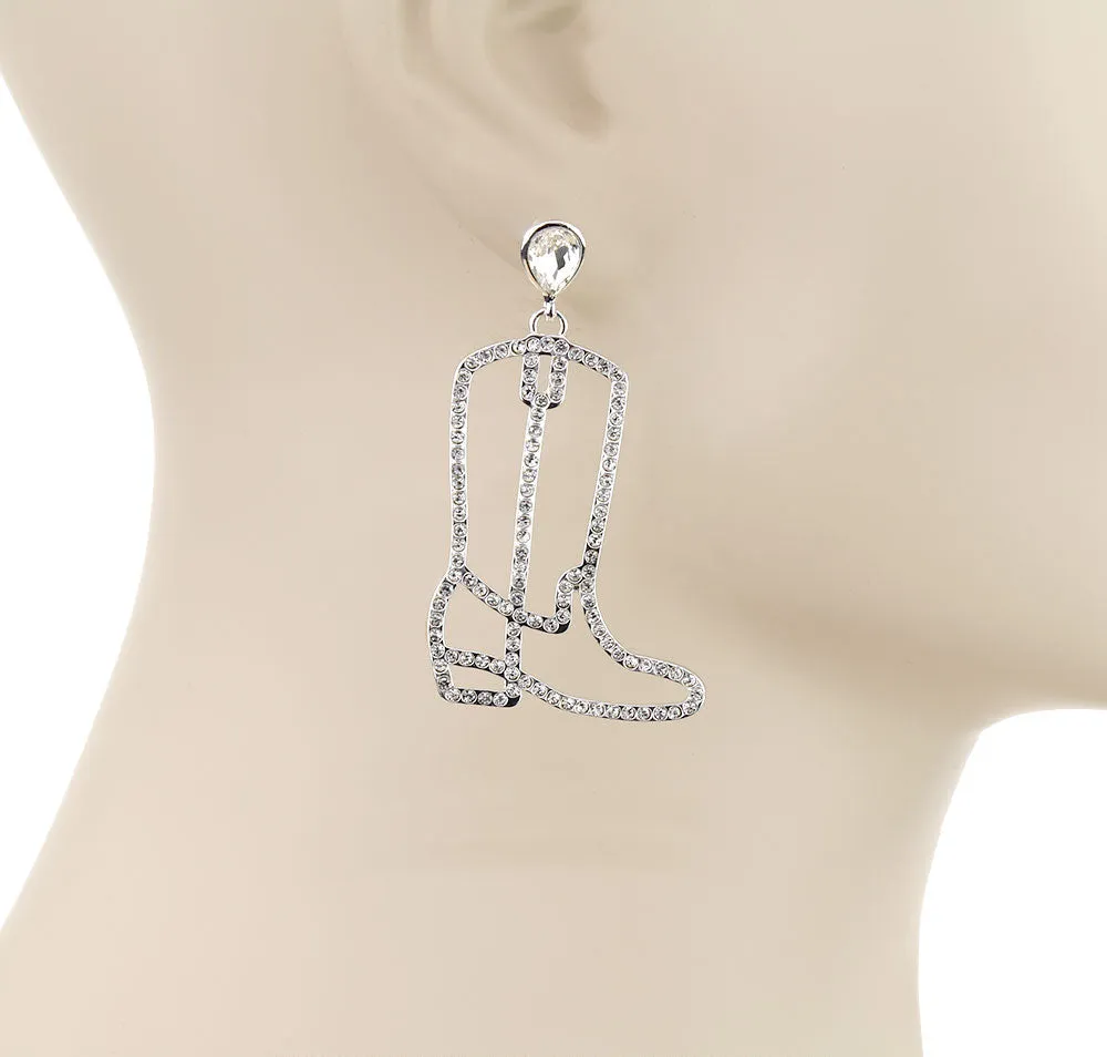 Tony Rhinestone Boot Cut Out Fashion Earrings