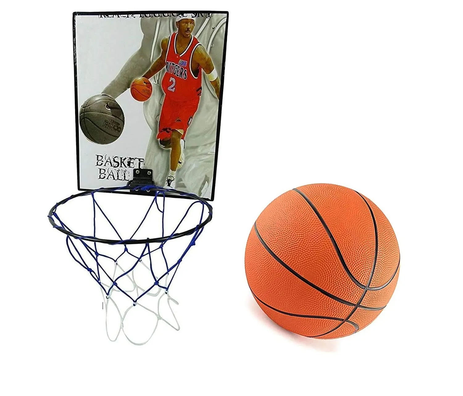 Toyshine Indoor Door and Wall Mountable Basketball Hoop Set with 7 No Basketball , Assorted Design (SSTP)