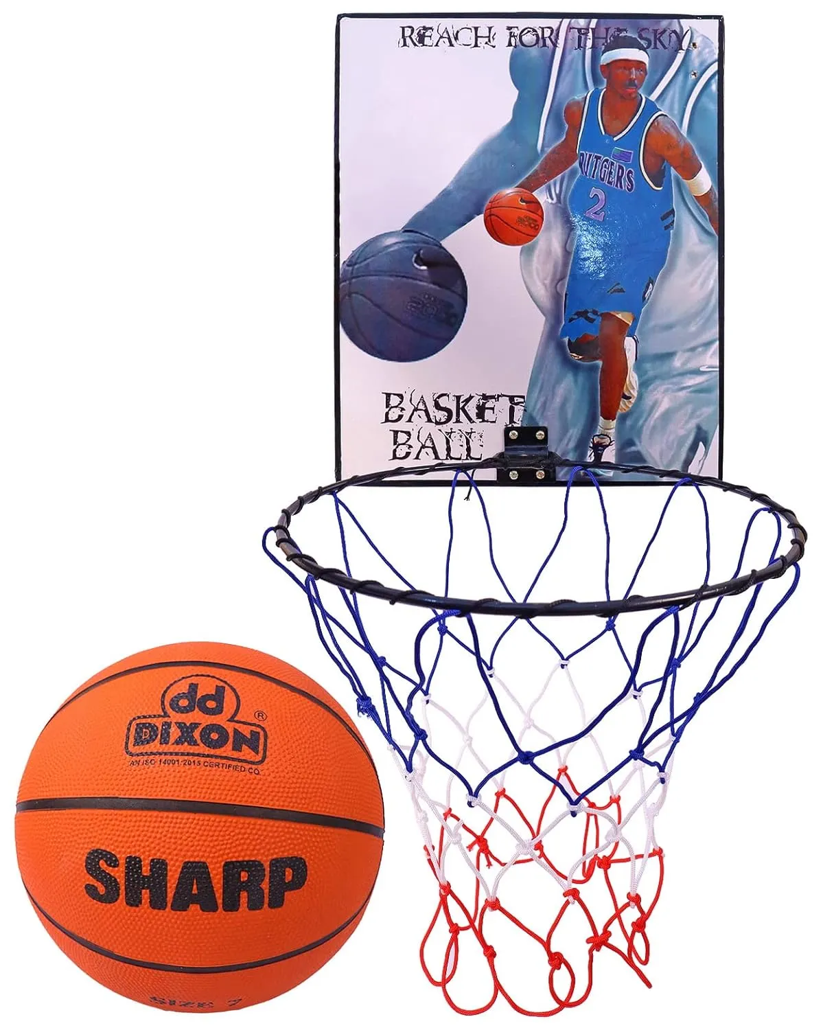 Toyshine Indoor Door and Wall Mountable Basketball Hoop Set with 7 No Basketball , Assorted Design (SSTP)