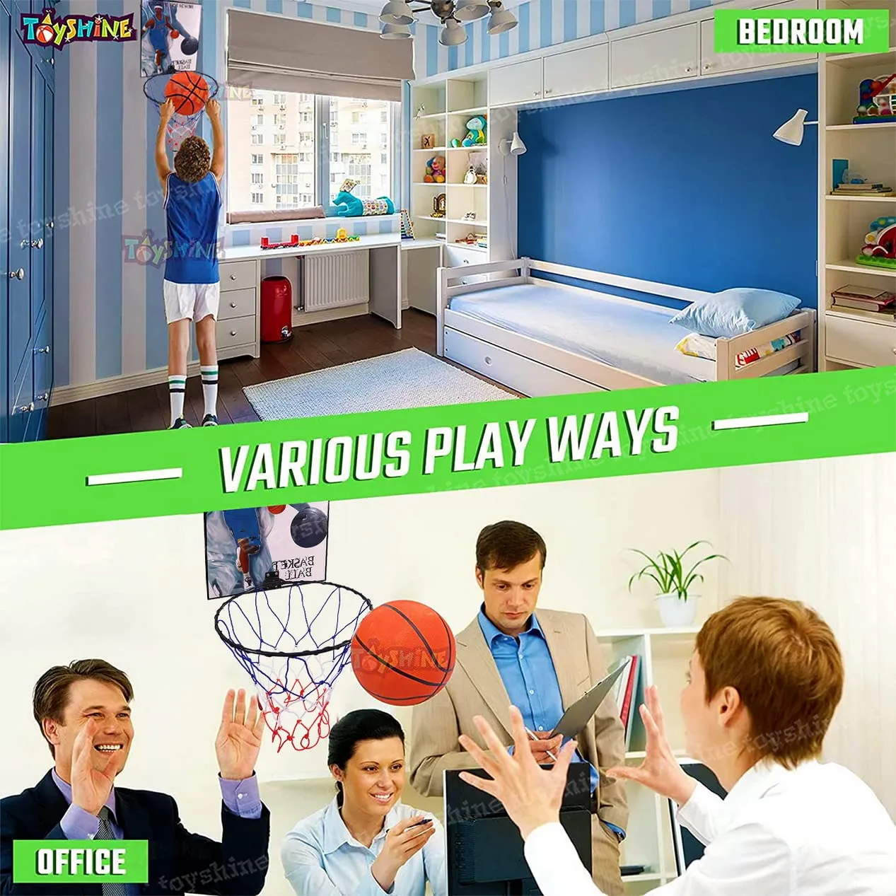 Toyshine Indoor Door and Wall Mountable Basketball Hoop Set with 7 No Basketball , Assorted Design (SSTP)