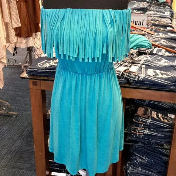 T*PARTY | Mini Turquoise Blouse with Tassels
