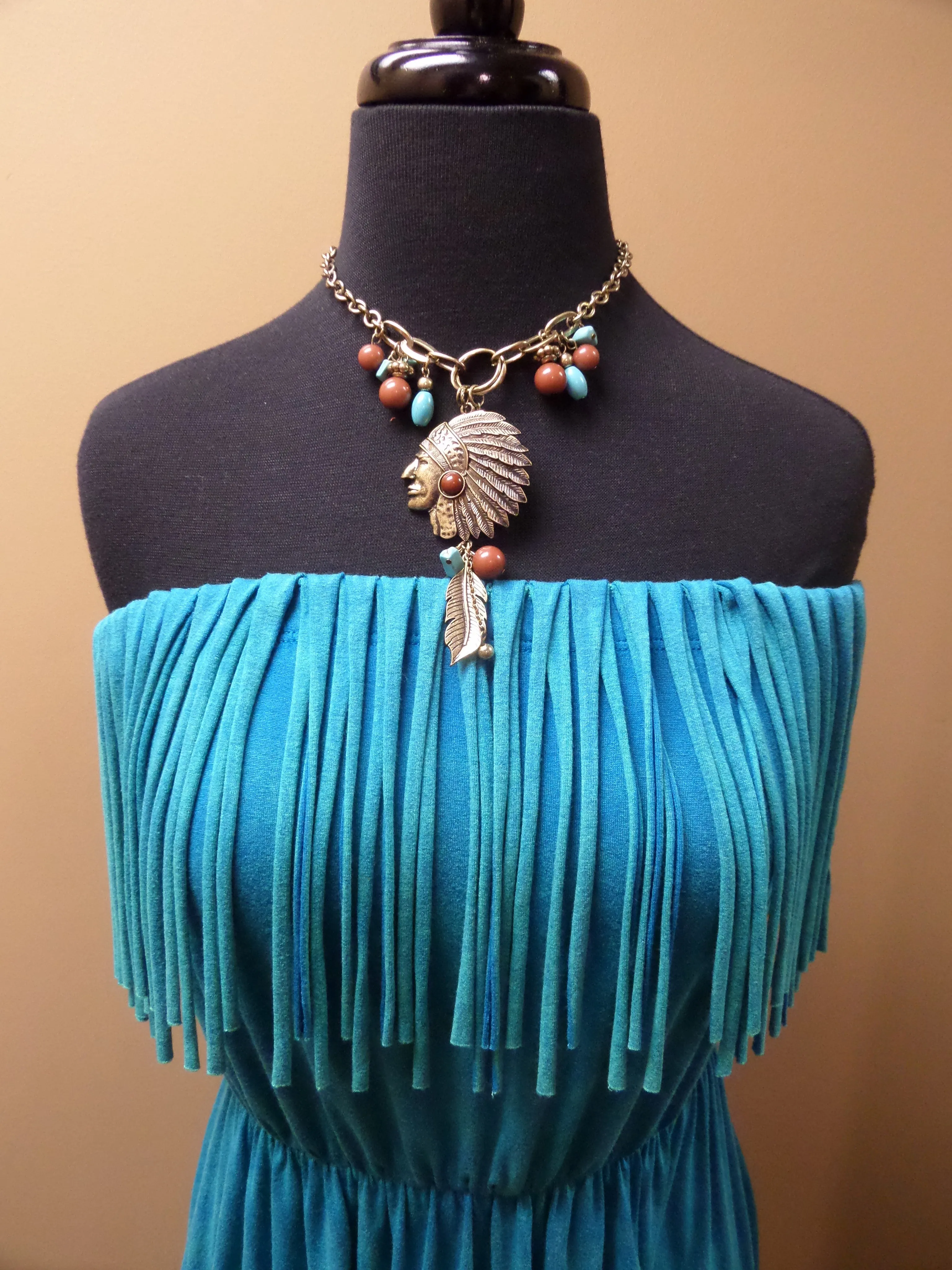T*PARTY | Mini Turquoise Blouse with Tassels