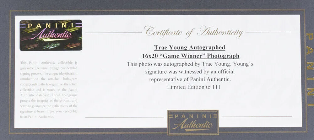 Trae Young Signed Framed Hawks 16x20 Basketball Game Winner Photo LE Panini