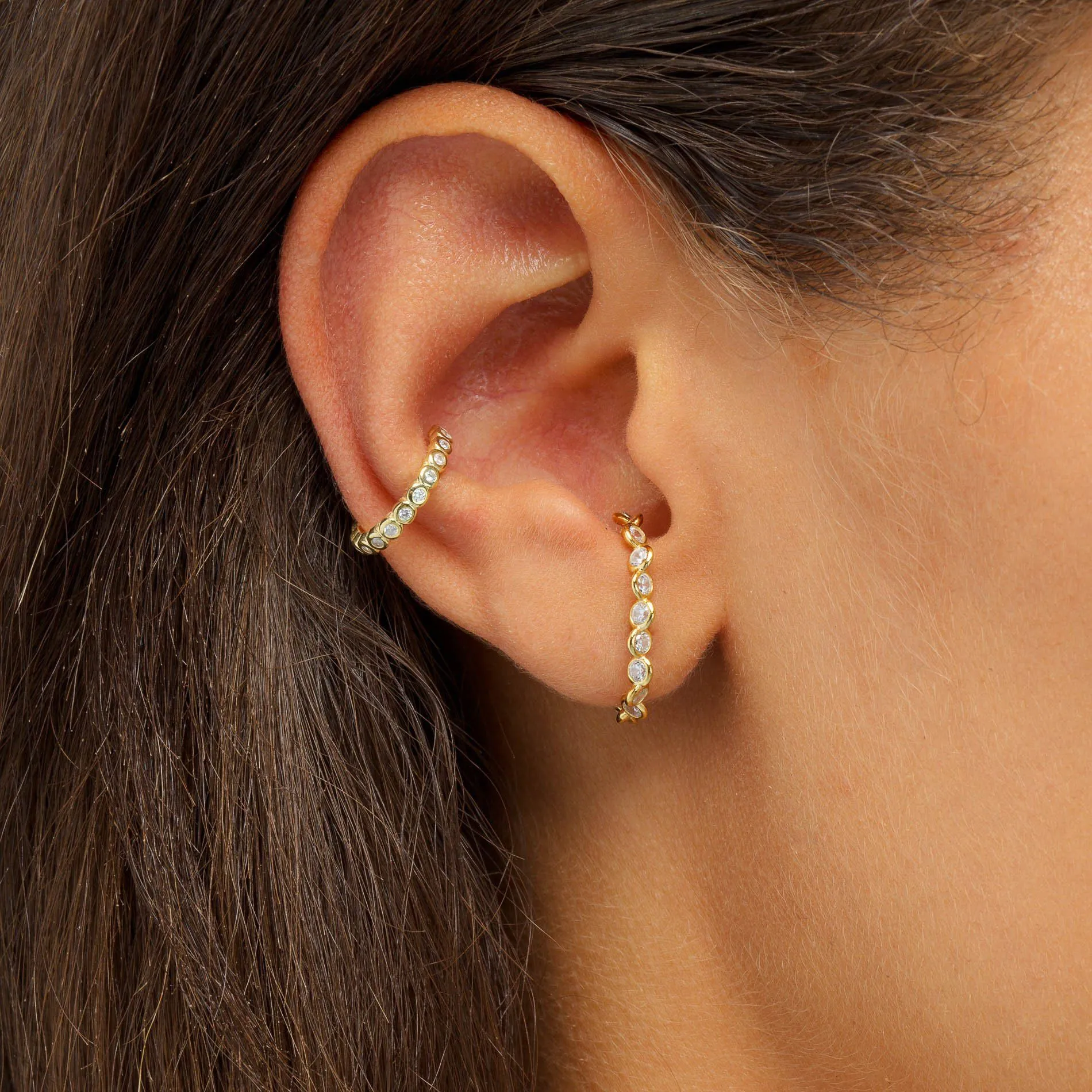 Twisted Bezel Hook Stud Earring