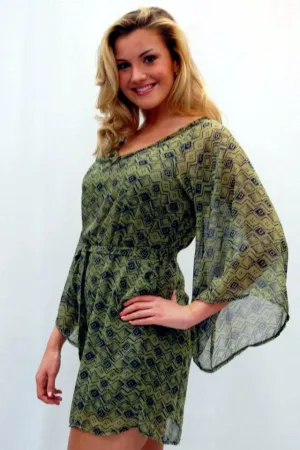 Urban Mango | Olive & Navy Dress with Belt