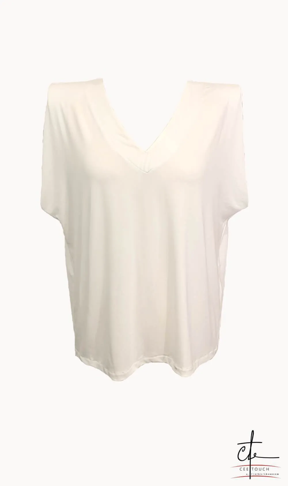 V Neck Padded Shoulder Sleeveless T-Shirt