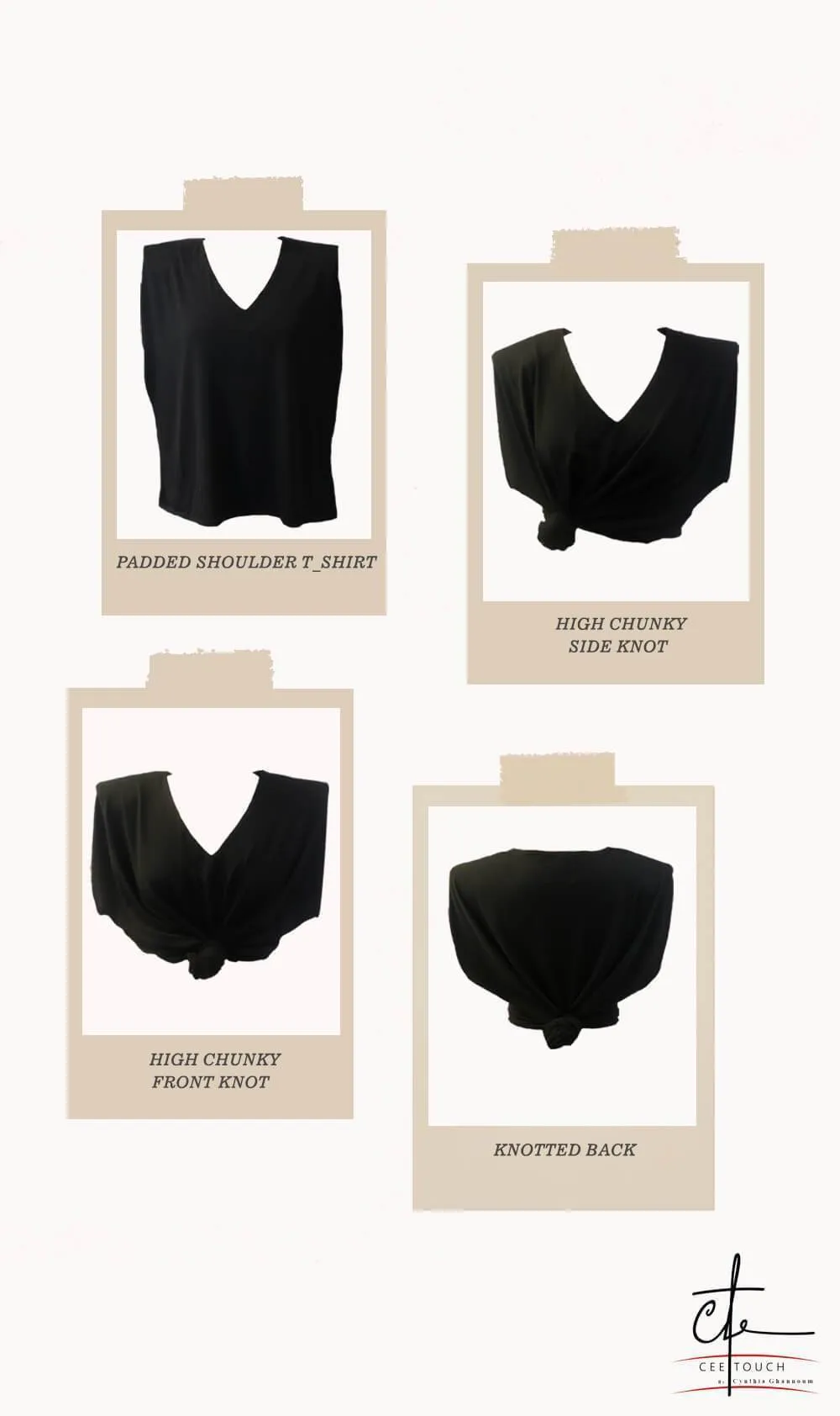 V Neck Padded Shoulder Sleeveless T-Shirt