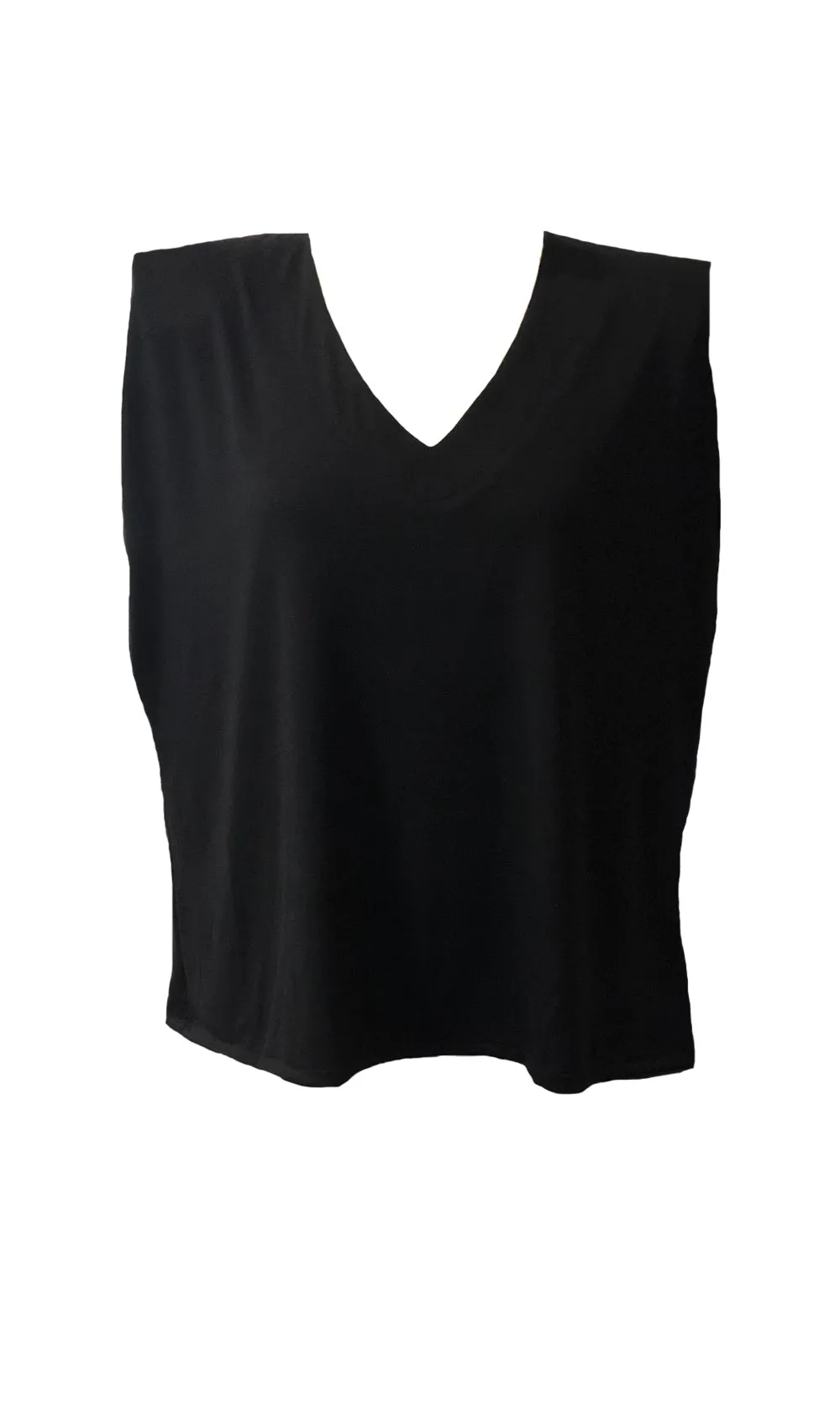 V Neck Padded Shoulder Sleeveless T-Shirt