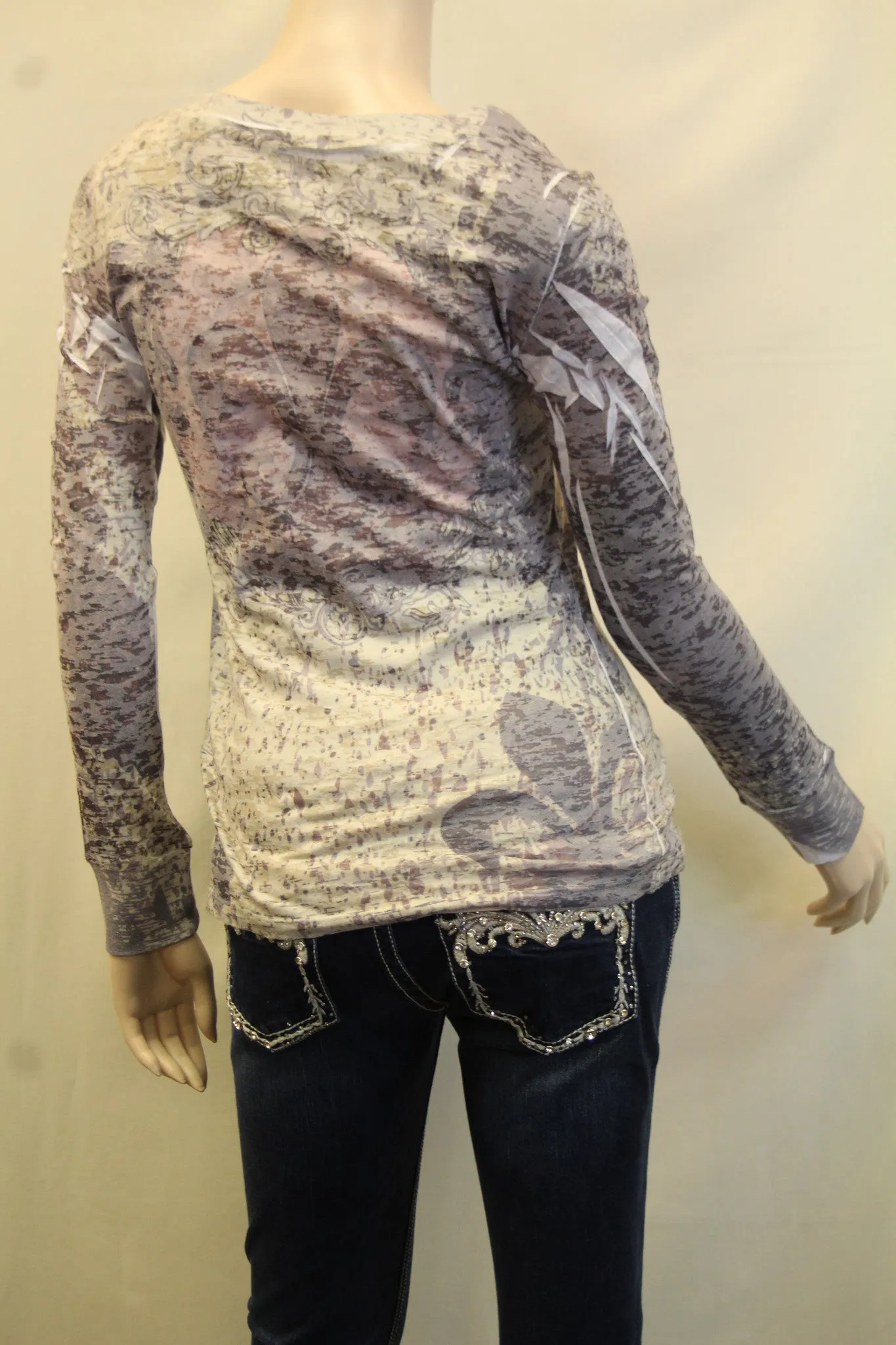 Vocal | Embellished Long Sleeve with Fleur De Lis Top