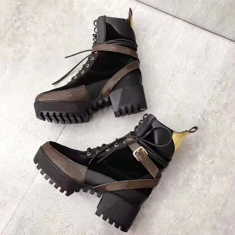 Women High Heels Round Toe Martin Boots