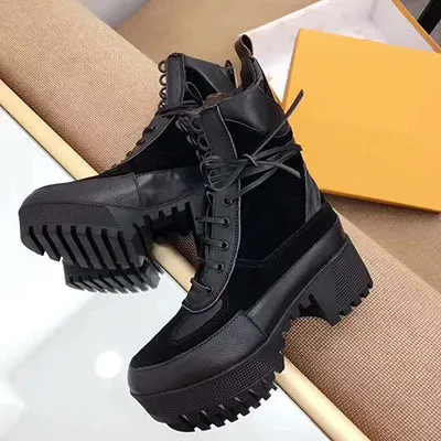 Women High Heels Round Toe Martin Boots
