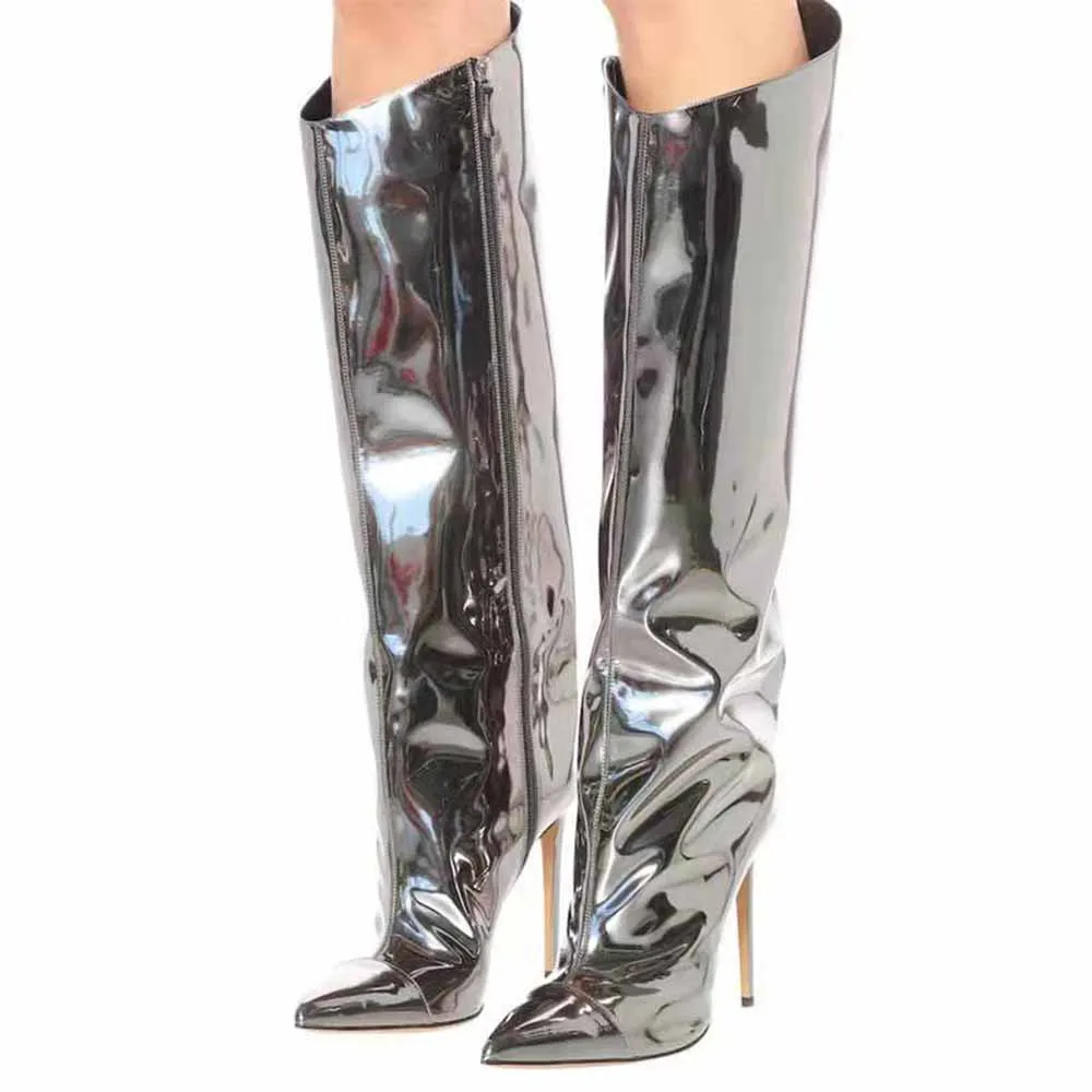 Women's Knee High Point Heeled Fashion Boots 12 colors