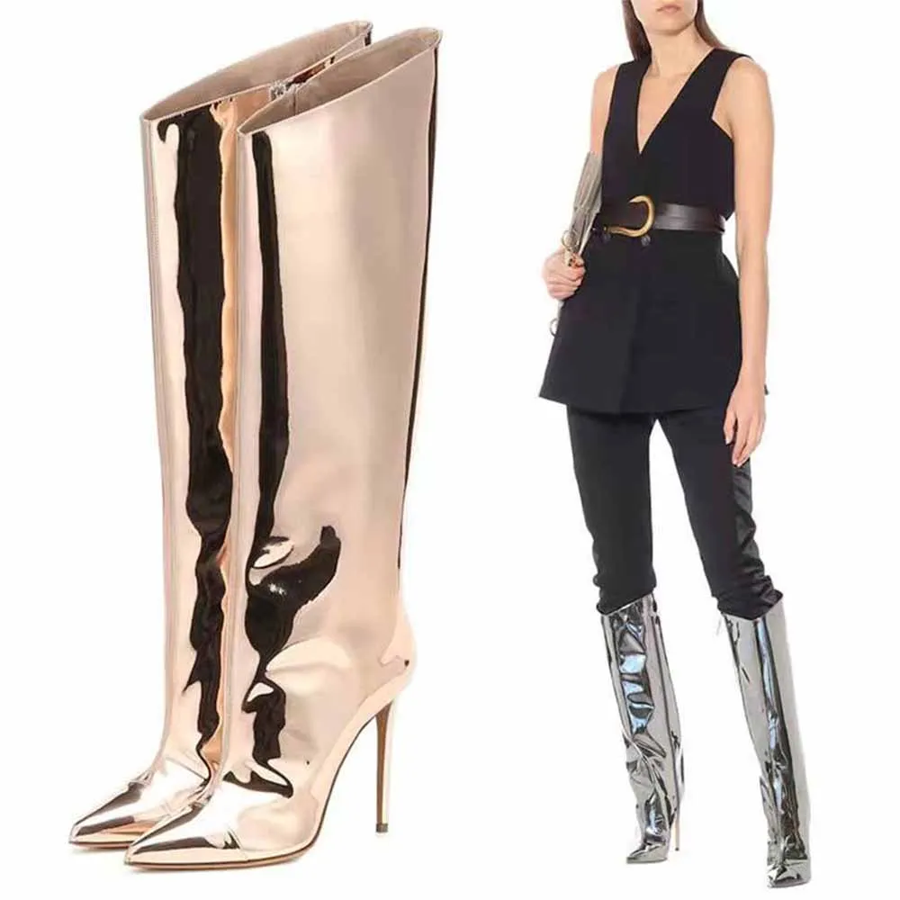 Women's Knee High Point Heeled Fashion Boots 12 colors