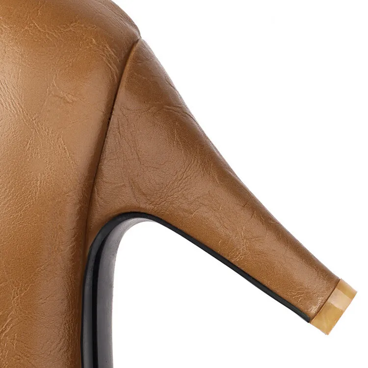 Women's Pointed Toe Spike Heel Mid Calf Boots