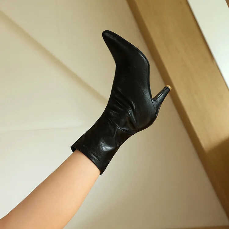 Women's Pointed Toe Spike Heel Mid Calf Boots
