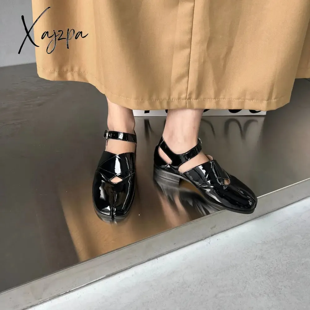 Xajzpa - New Split Toe Flats Women Slip-On Casual Shoes Women Fashion Mary Janes Tabi Shoes Pig Hoof Shoes Woman Loafers chaussure femme