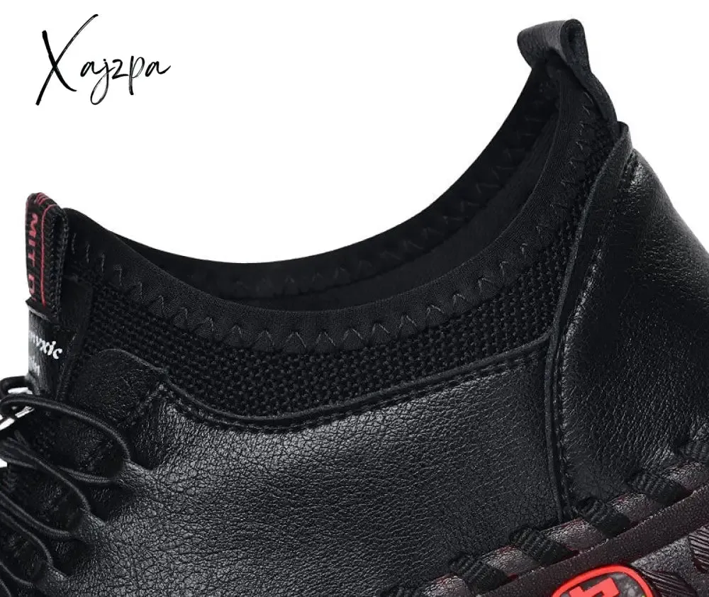 Xajzpa - New Spring Casual Women Shoes Platform Loafers Lace Up Leather Flats Slip-On Mom Shoe Mujer Zapatos Chaussure Femme